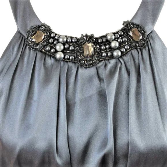 Jones Studio Bead & Crystal Embellished Gray & Black Dress, Size 10 - Picture 4 of 8